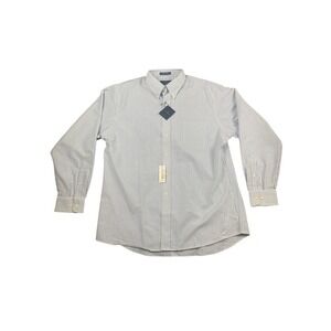 BARRINGTON Dress Shirt Mens 16.5 34/35 Blue White Stripe Wrinkle Free NEW Cotton